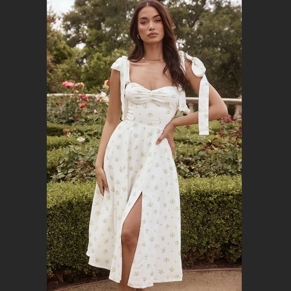 House of CB Alicia ivory floral midi sundress - Size Large